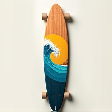 Cruiser Longboard 'Aarefluss' mit wellenförmigem Design